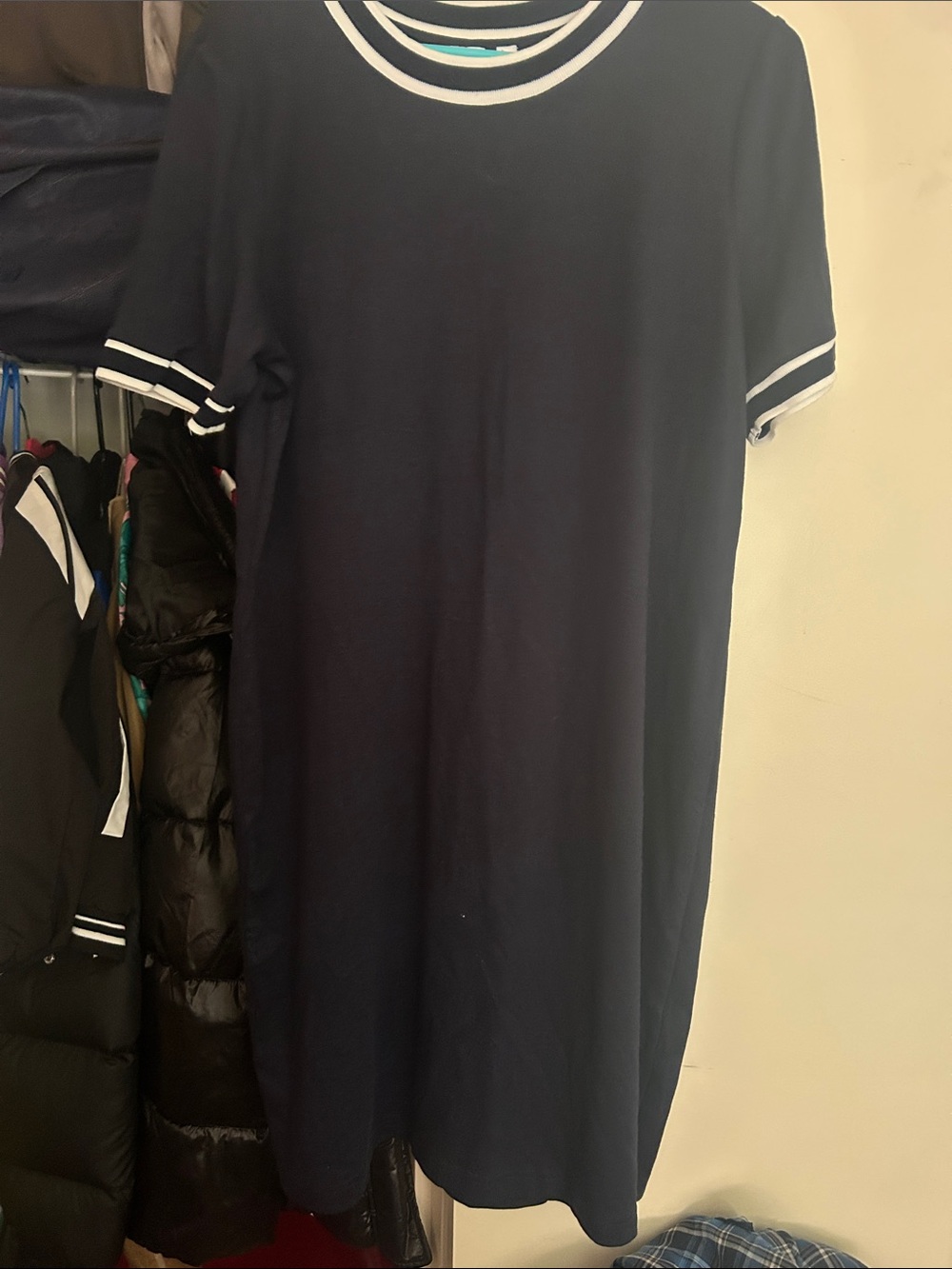 GAP Navy Short-Sleeve Tee Dress with White Contrast Trim